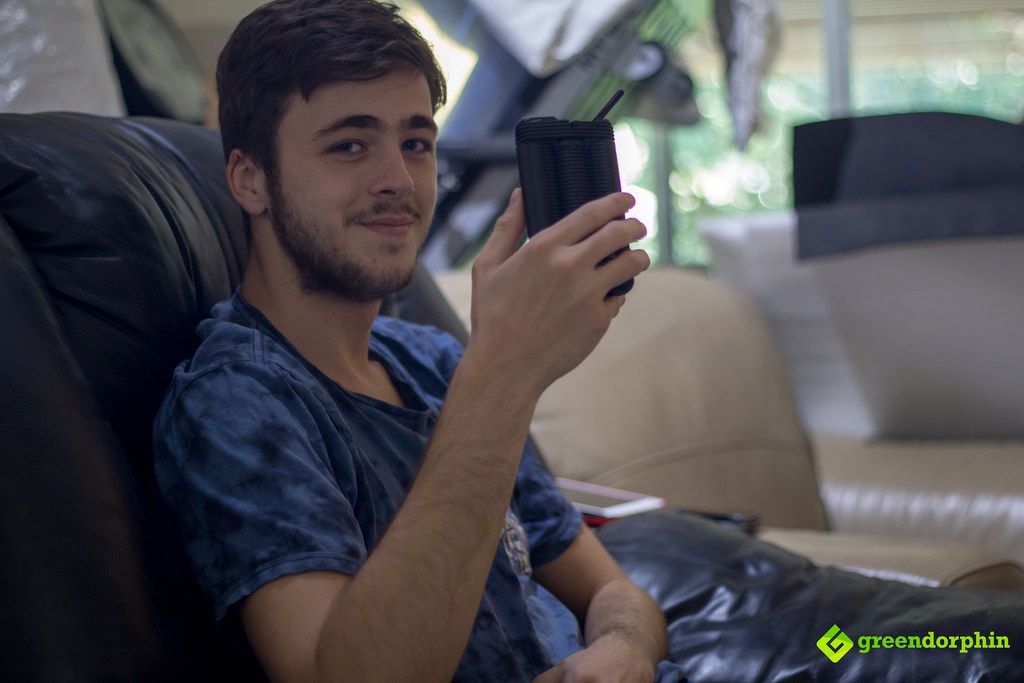 Lindsay Carter with his Mighty Medical Cannabis Vaporizer 